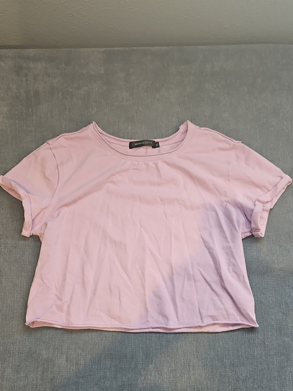 Lavender Short Sleeve Crop Top